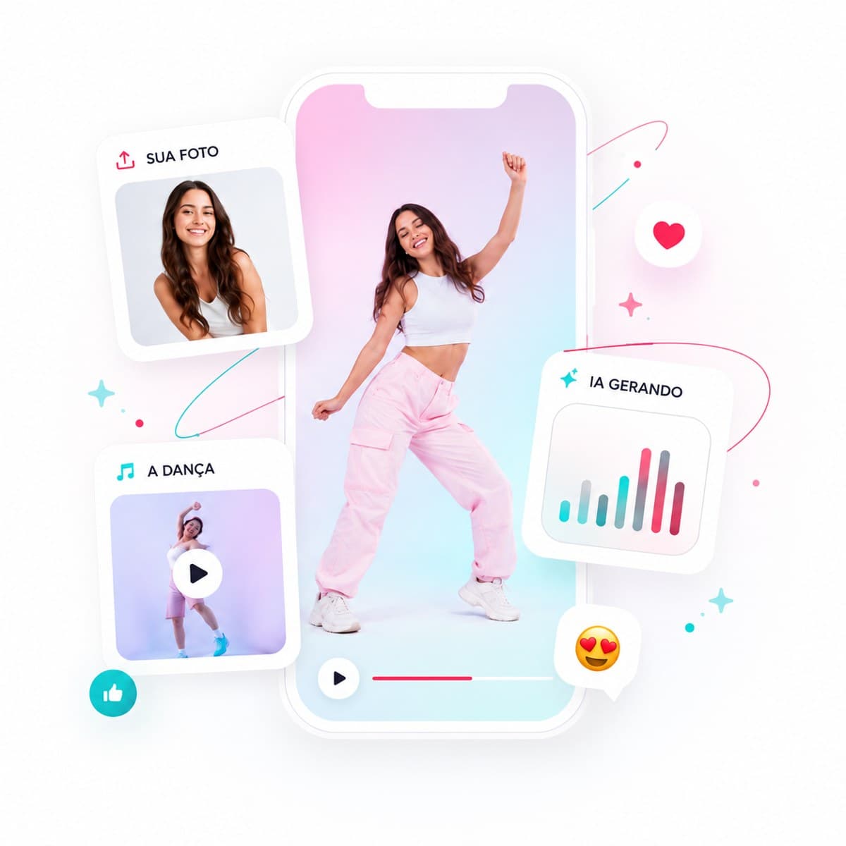Phone showing a video generated with Dancei from a photo and a clip